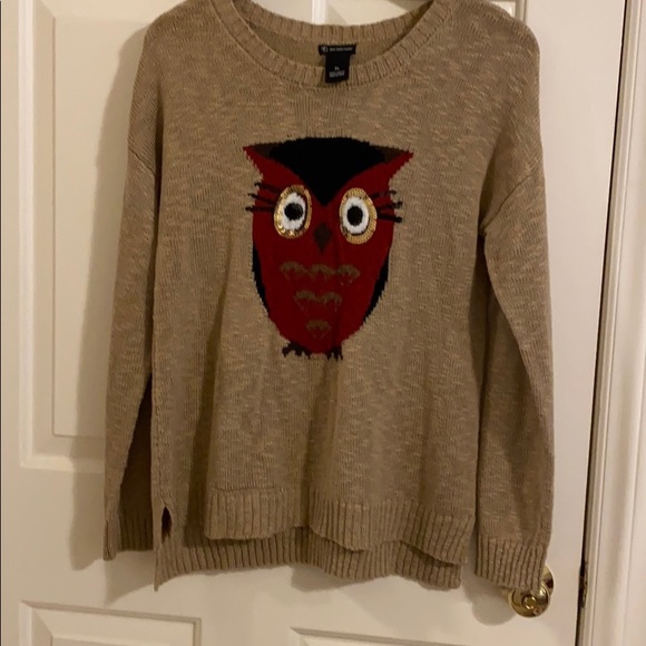 Sweaters - New Directions Owl Sequin Sweater